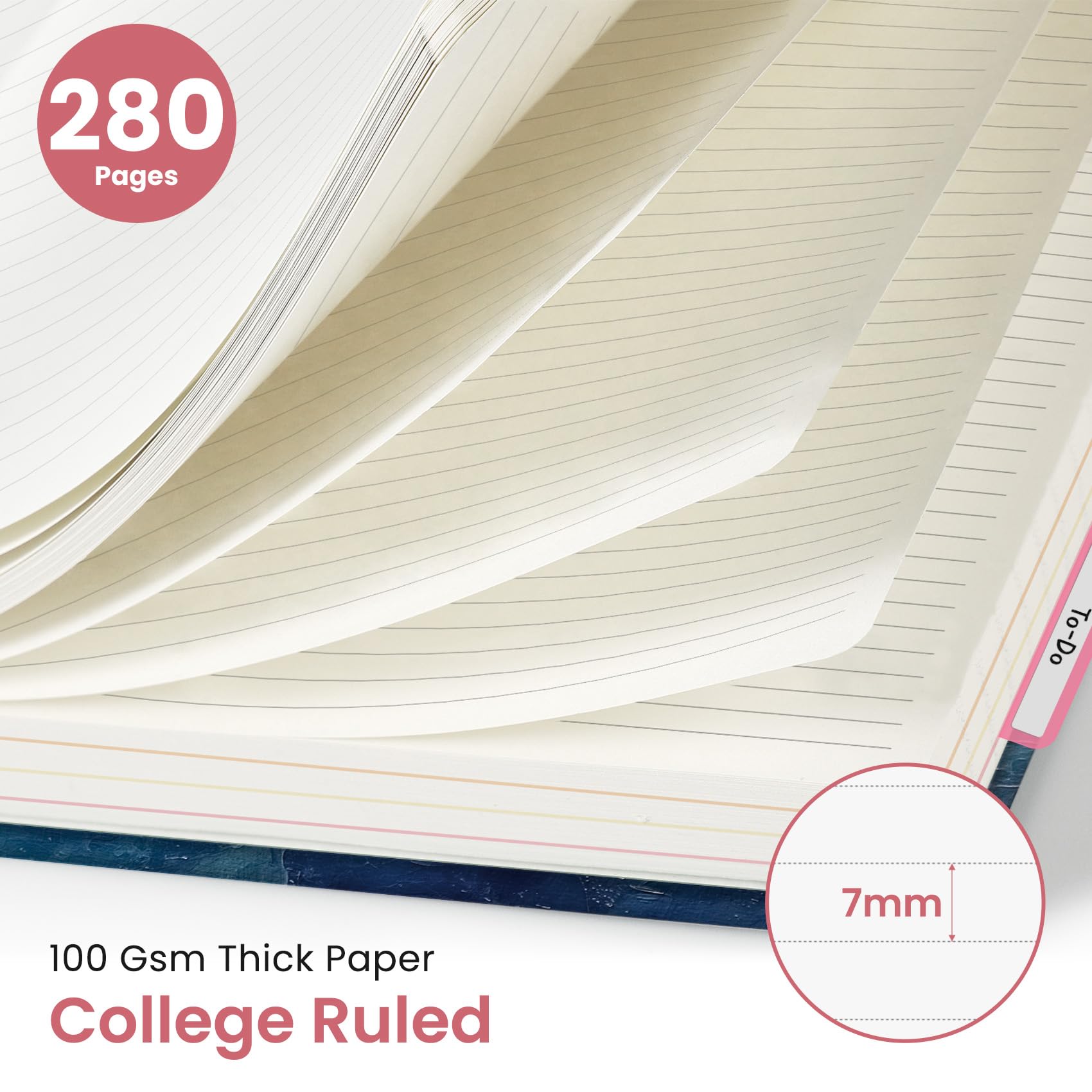 Notebooks for Work with Removable Dividers & Tabs, 8.5"x11" Pretty Hardcover 5 Subject Notebook Journal for Women, College Ruled, Perfect for Study & Office Organization, 280 Pages,Wildflowers