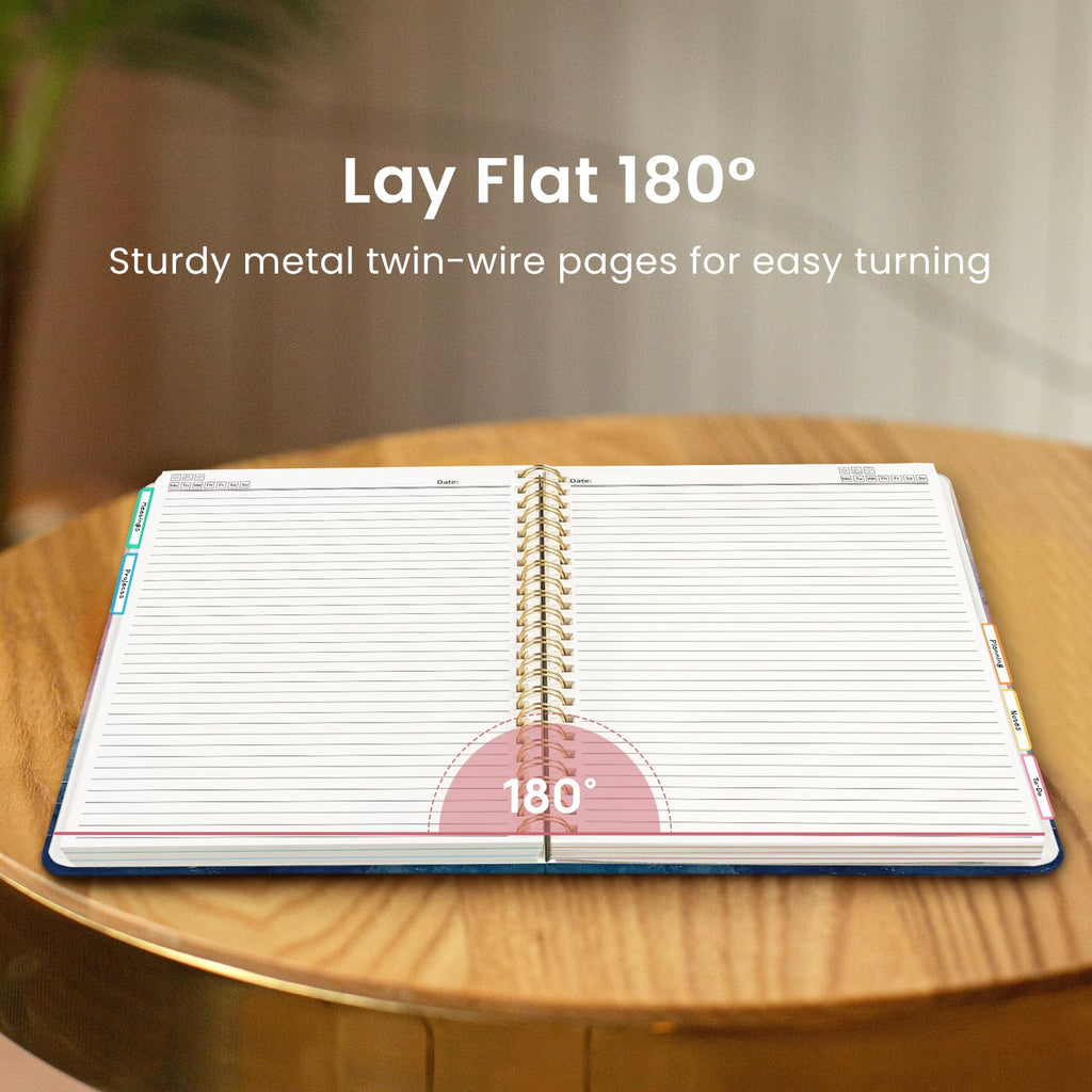 Notebooks for Work with Removable Dividers & Tabs, 8.5"x11" Pretty Hardcover 5 Subject Notebook Journal for Women, College Ruled, Perfect for Study & Office Organization, 280 Pages,Wildflowers