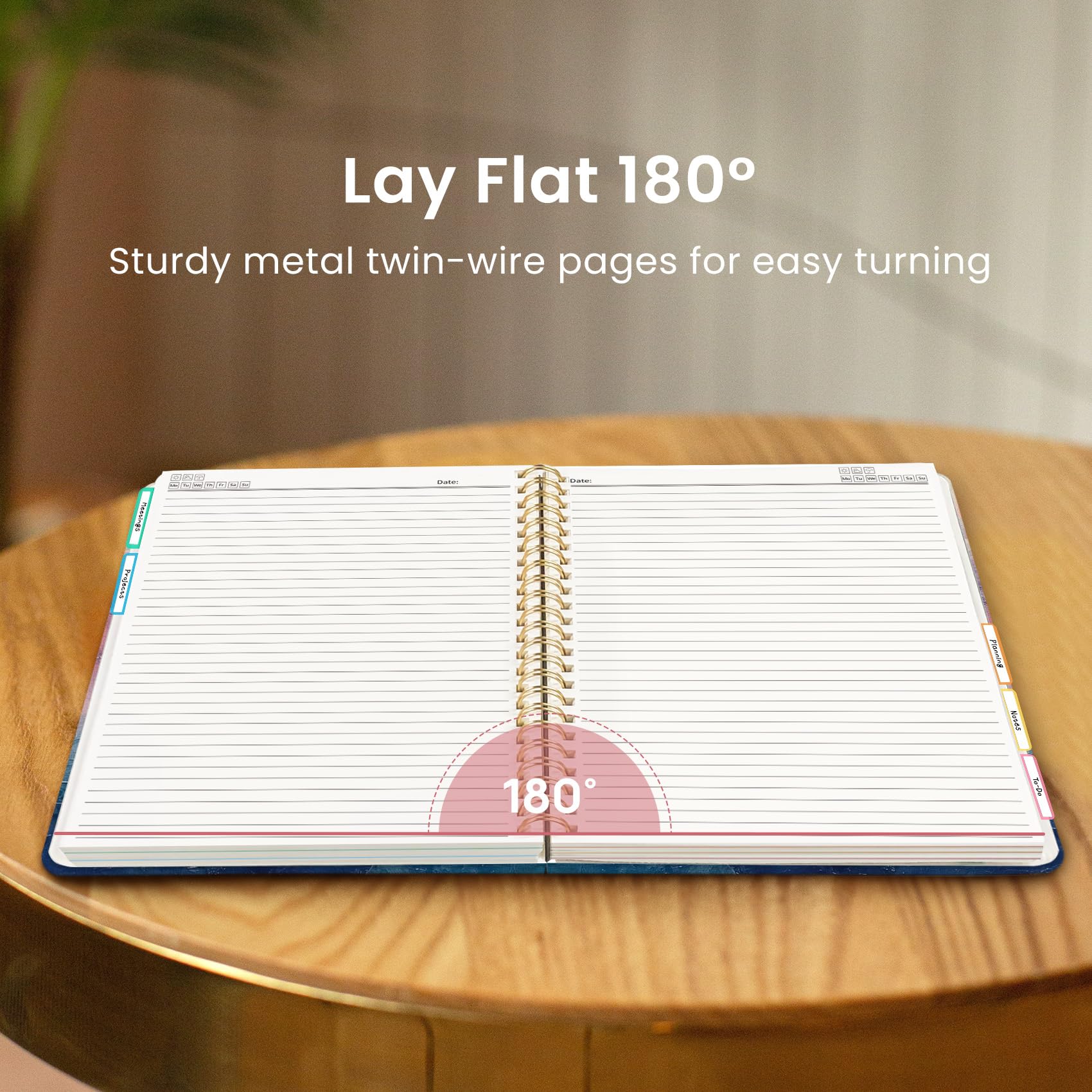Notebooks for Work with Removable Dividers & Tabs, 8.5"x11" Pretty Hardcover 5 Subject Notebook Journal for Women, College Ruled, Perfect for Study & Office Organization, 280 Pages,Wildflowers